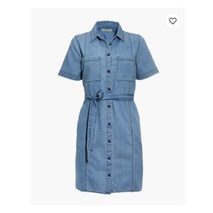 Madewell Denim Seamed Courier Waist Tie Dress Sz S